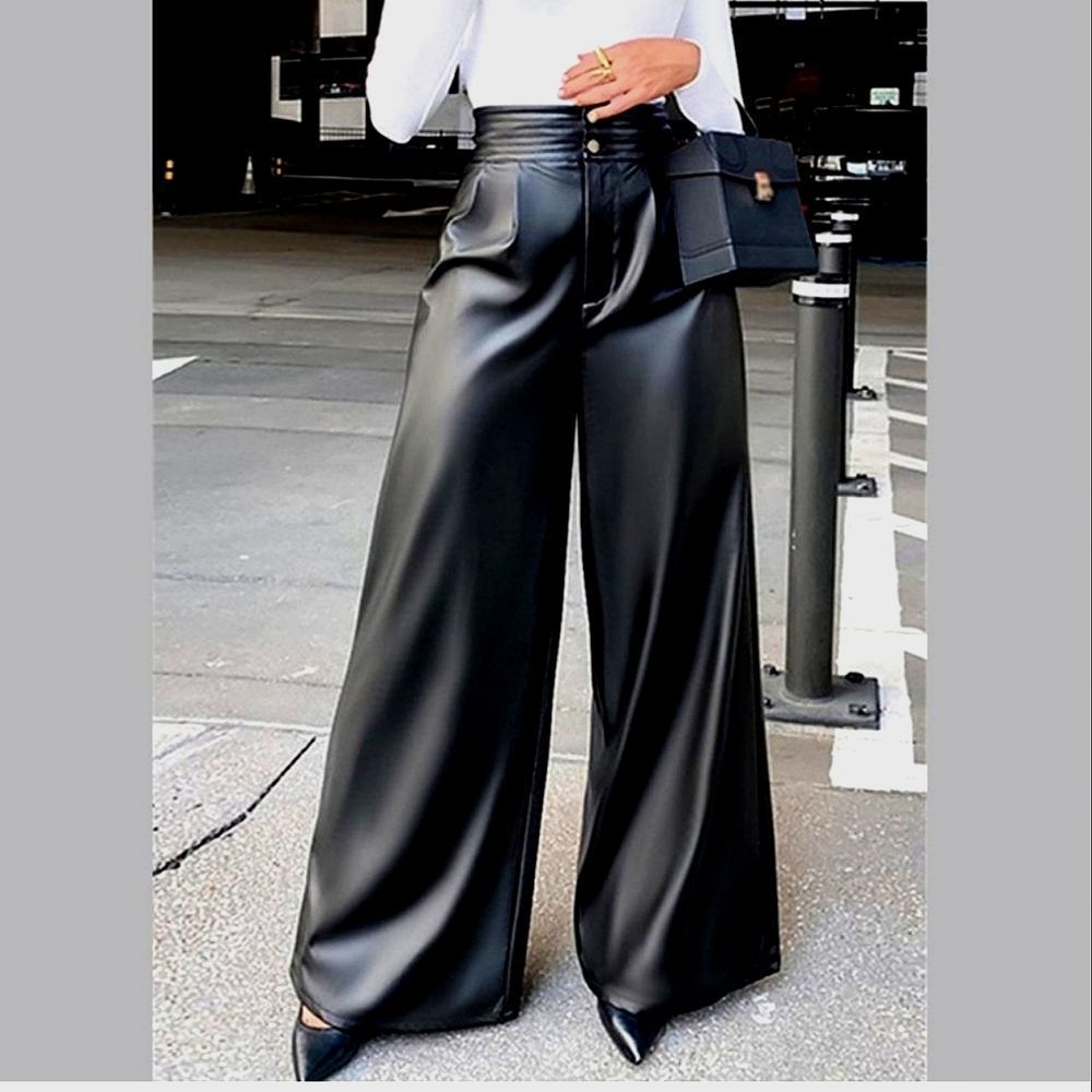 Vegan Leather High Waist Pants